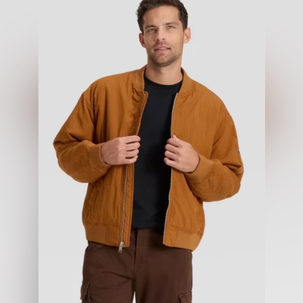 Men's Lightweight Bomber Jacket in Carmel Rust Sz XL NWT